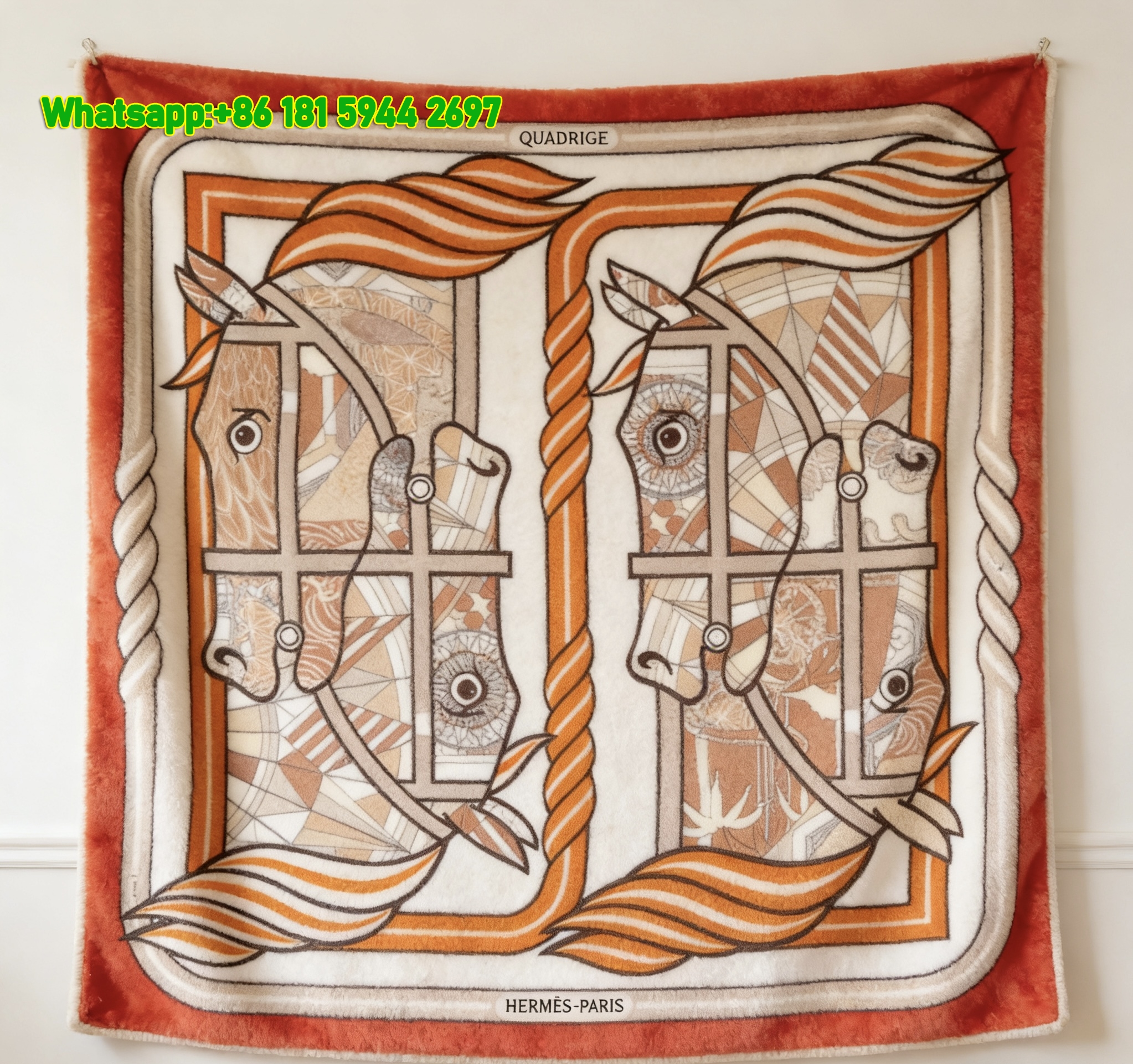 Hermès Quadrige Horse Flannel Throw Blanket IMG_5033